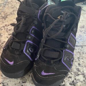 Nike Black and Purple High-Top Sneakers with Mesh Fabric